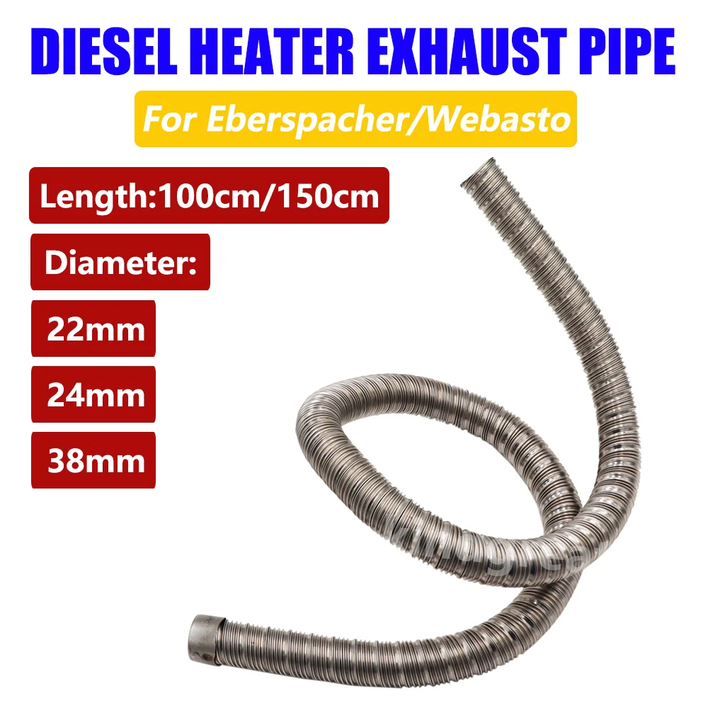 Do nagrzewnicy Webasto Eberspacher o średnicy 22 mm/24 mm/38 mm 3-warstwowa rura wydechowa nagrzewnicy powietrza z silnikiem wysokoprężnym 60 cm/100 cm/150 cm