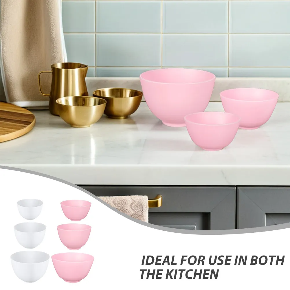6Pcs Silicone Facial Mask Mixing Bowl Set High Elasticity Non Stick Easy Clean Stable Base for DIY Skincare Spa Mud Mask Beauty