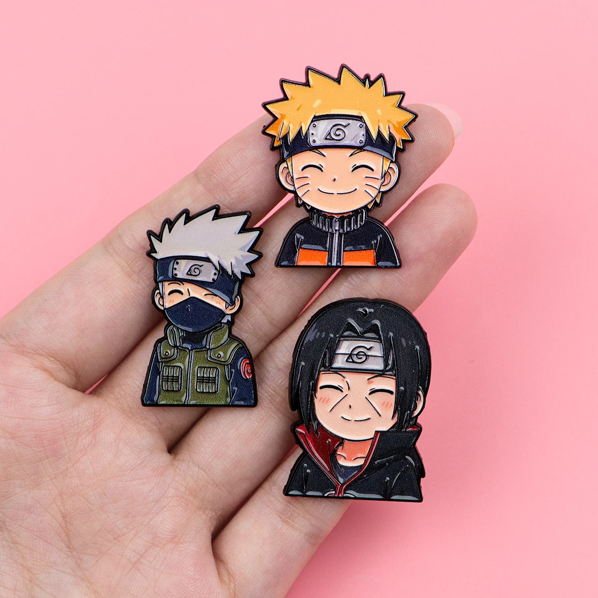 3er-Set niedliche Naruto Emaille-Pins – Anime Ninja Charakter Anstecknadeln für Rucksack, weiche Aktentasche, Abzeichen, Broschen, Schmuck-Accessoires