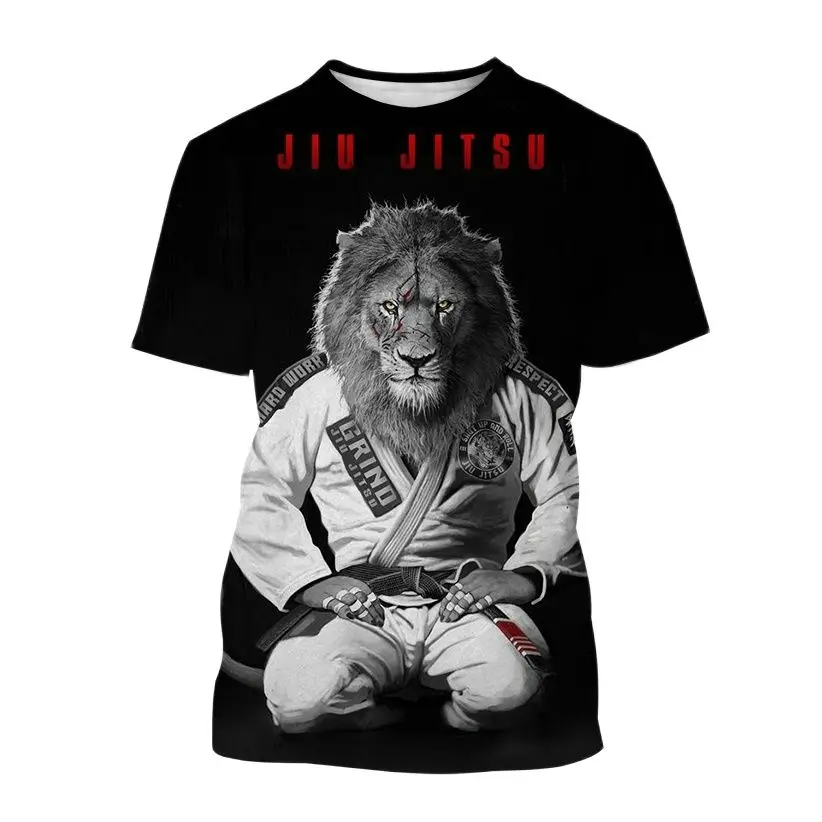 Animal Brazilian Jiu-Jitsu Combat Summer 3D Crewneck Short Sleeve Print Men\'s Sports Casual Outdoor Oversized Harajuku T-shirt