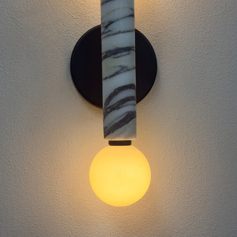 

Mid Century Wall Lamp Marble Wall Sconce for Hotel Background Wall Bathroom Vanity Hallway Entrance Bedroom