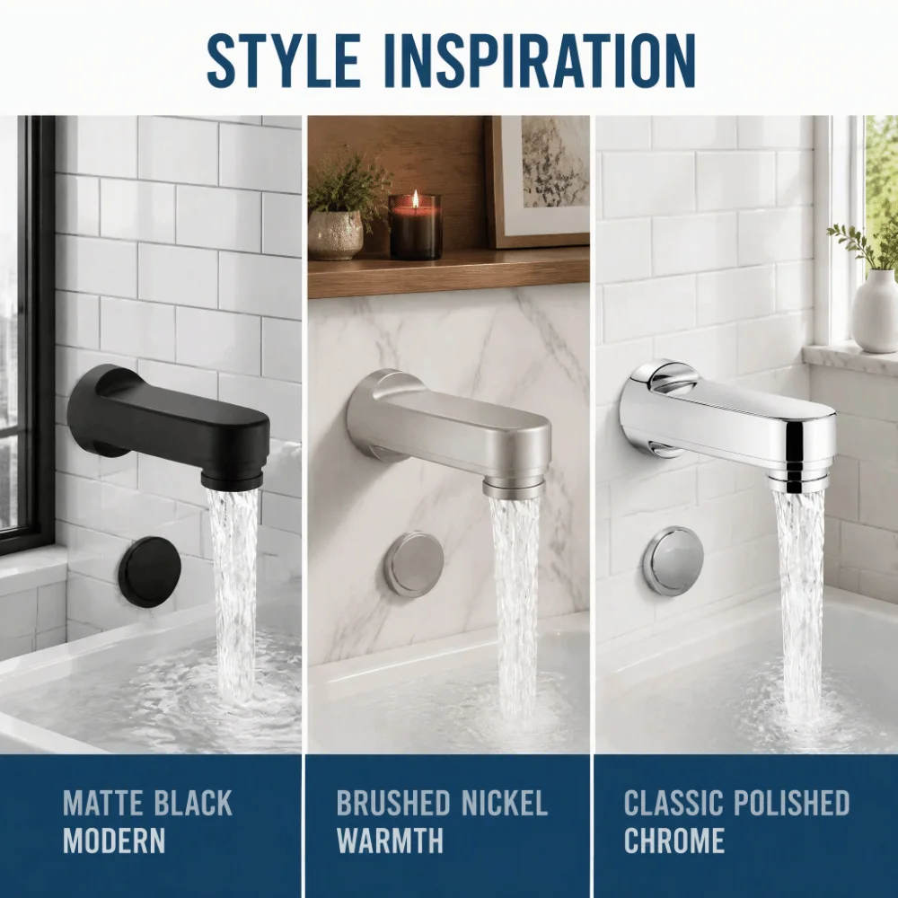 5‑1/4 Inch Bathtub Spout Solid Metal Pull‑Down Style Metal Bathtub Spout Wear‑Resistant Simple To Install