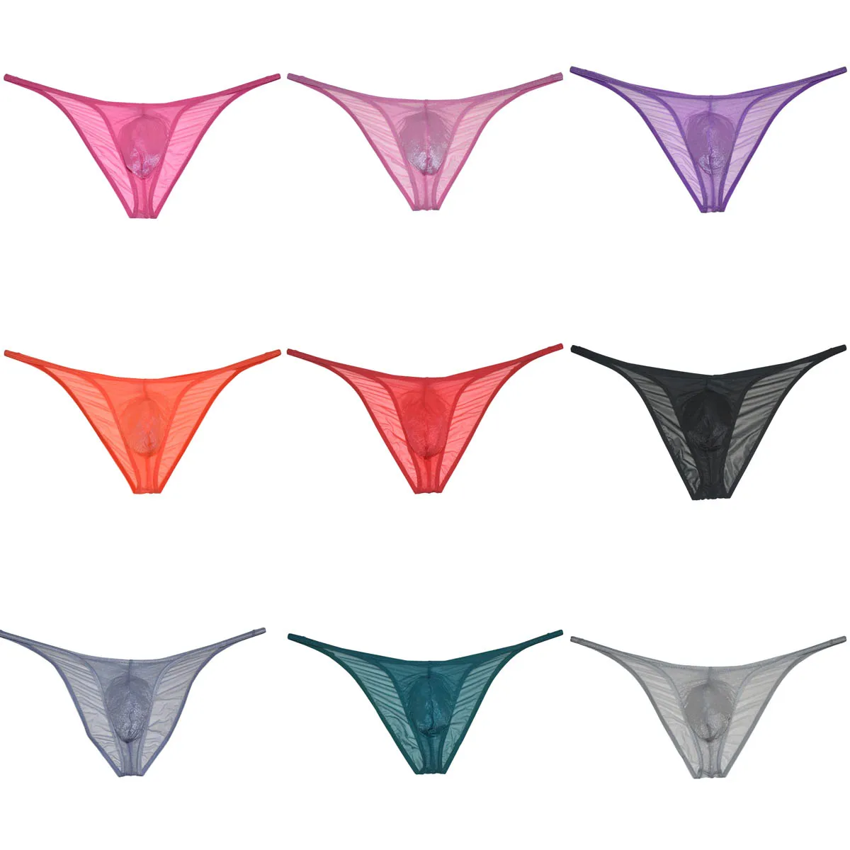 Sexy Men's Sheer Bikini Briefs Jockstrap Enhancing Pouch Underwear Hot Sissy Panties Comfortable Tangas Breathable Briefs