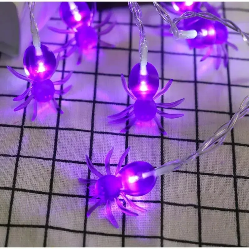 Purple Spider Halloween String Lights LED Decorative Lamp for Wall Window Home Party Holiday Decoration