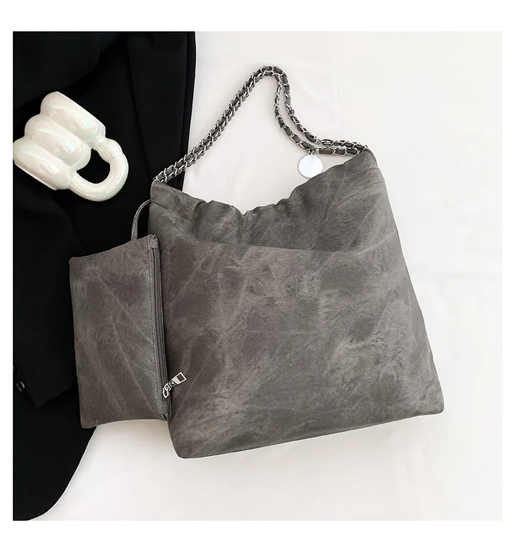 Women's One Shoulder Bucket Tote Handbag Composite Bag New Fashion Casual Chain Versatile Large Capacity Commuter