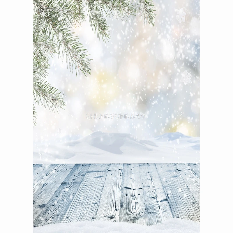 Vinyl Christmas Day Photography Backdrops Snowman and Pine Trees Forest Garland Theme Photo Studio Background 321025 FSS-255