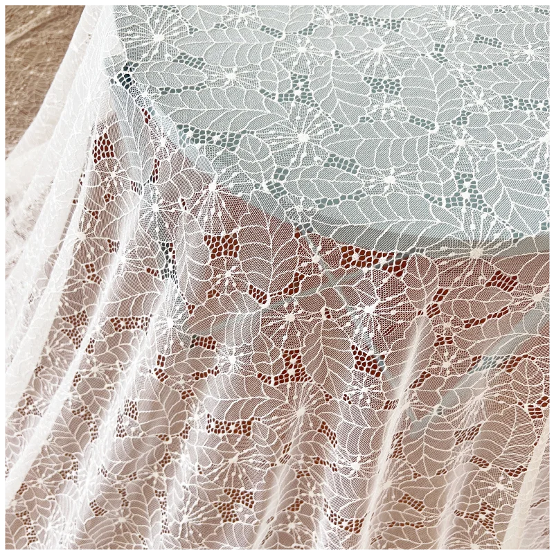 Eyelash shiny smooth netting leaves lace trim for high end clothing wedding dresses and shawls a perfect fabric adornment set