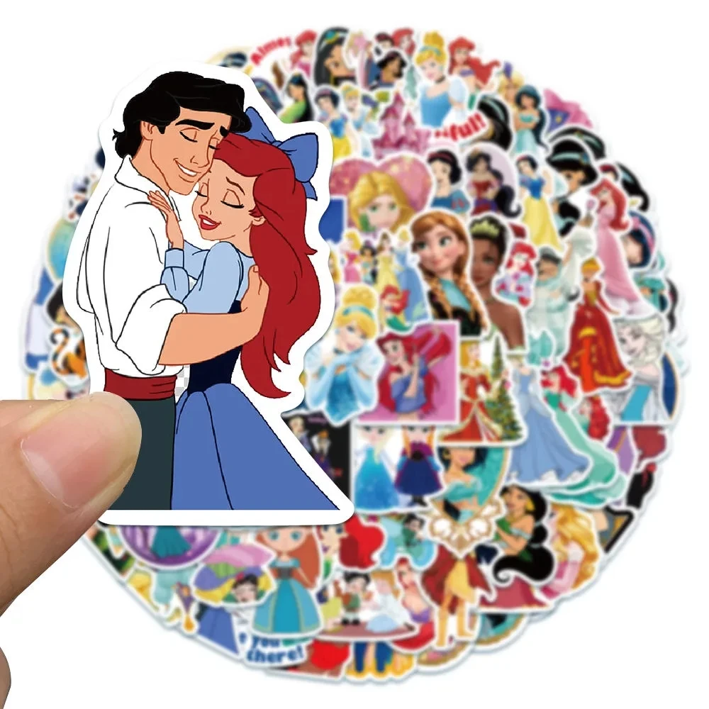 10/30/50/100pcs Disney Cute Anime Mix Princess Stickers Aesthetic Cartoon Decals Graffiti DIY Notebook Diary Fridge Sticker Toy