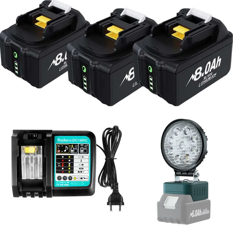 Für Makita BL1830 Batterie 18V 8000mAh Batterie Für BL1830 BL1815 BL1860 BL1850 BL1840B Werkzeug Wiederaufladbare Batterie Mit 6A Ladegerät