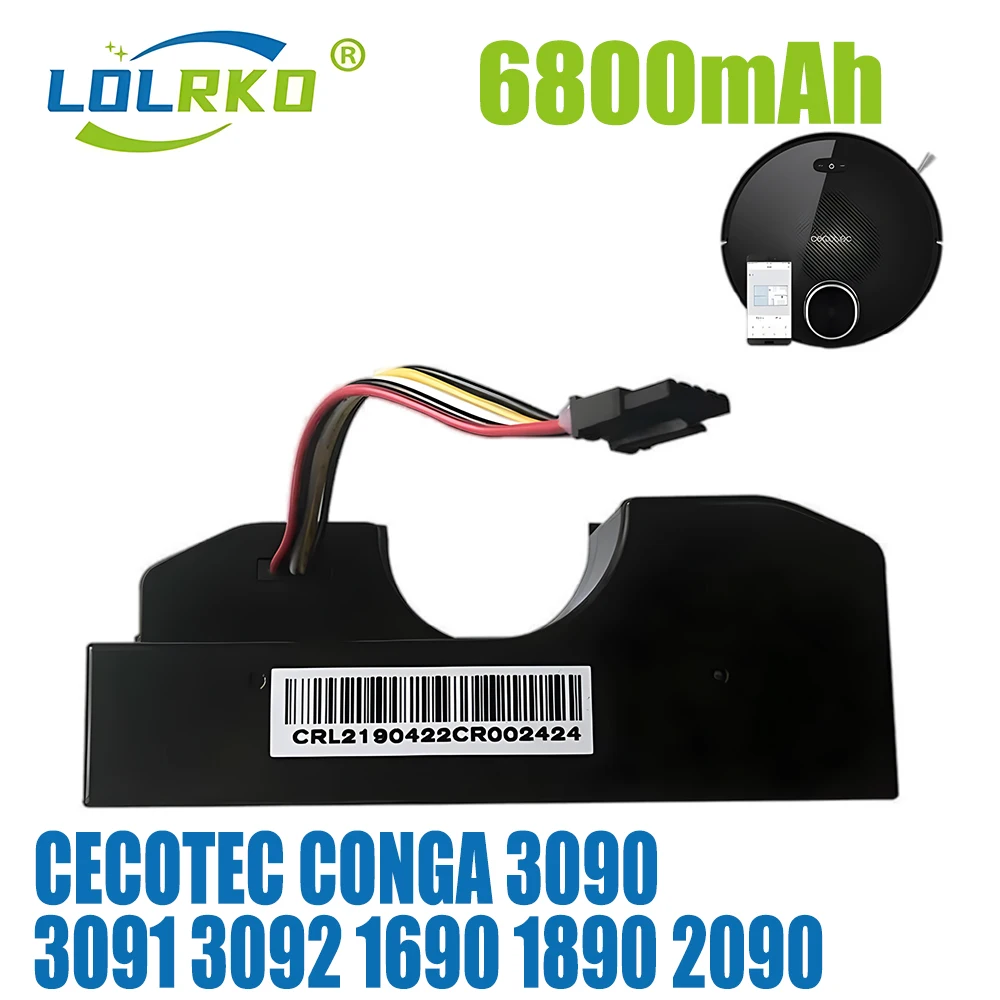 

Vacuum Battery For CECOTEC CONGA 3090 CONGA 3091 CONGA 3092 Fits 05173 6800mAh / 44.40Wh 14.8V Li-ion