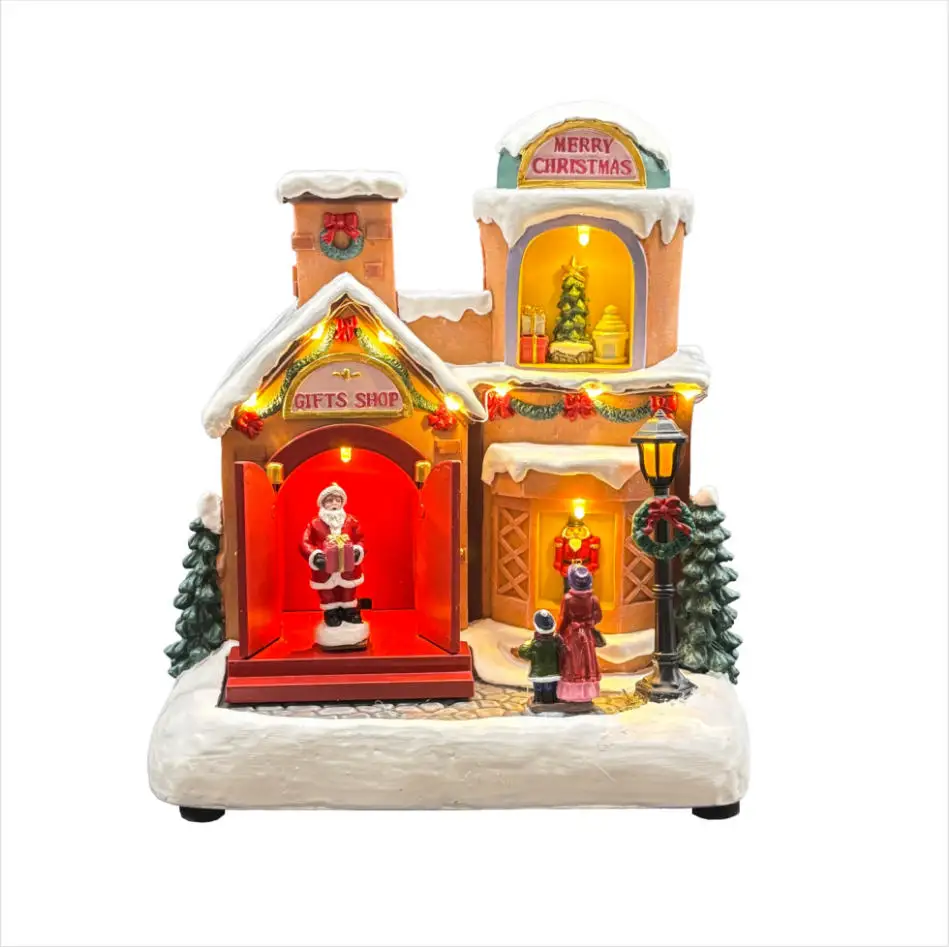 

Открытие дверей, закрытие и Санта-Клауса, ручная работа, декор для рождественского дома из смолы, украшения для дома, рождественский подарок со светом