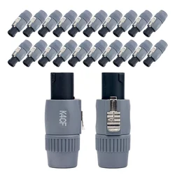 5/20/100Pcs 4Pin Speakon Grey XLR Plug With Lock K4CF Audio XLR Male Connector For Microphone Stereo System NL4FC