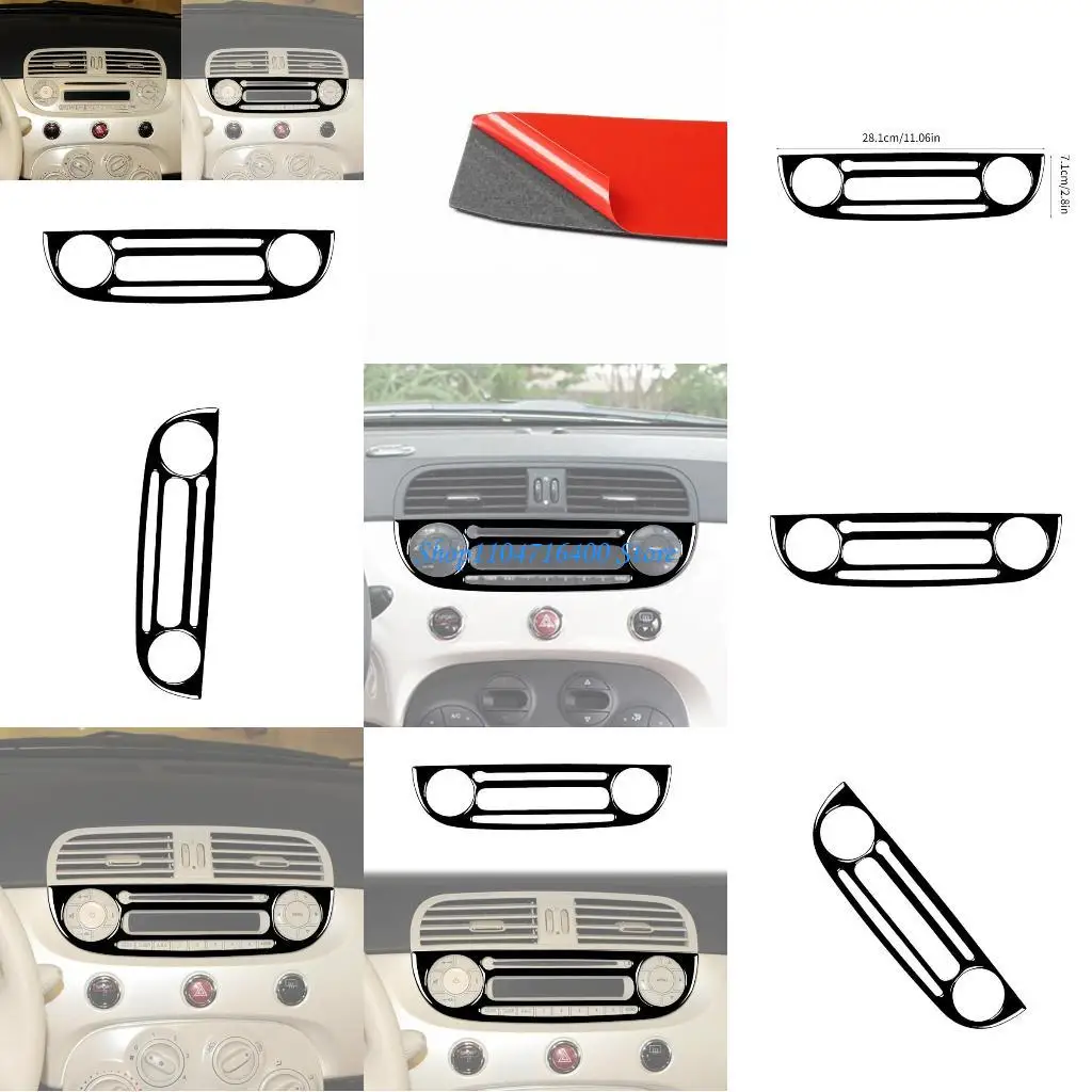 

y1gd Radio Sticker Cover for 500 2012-2015 Auto Modification Accessories Black