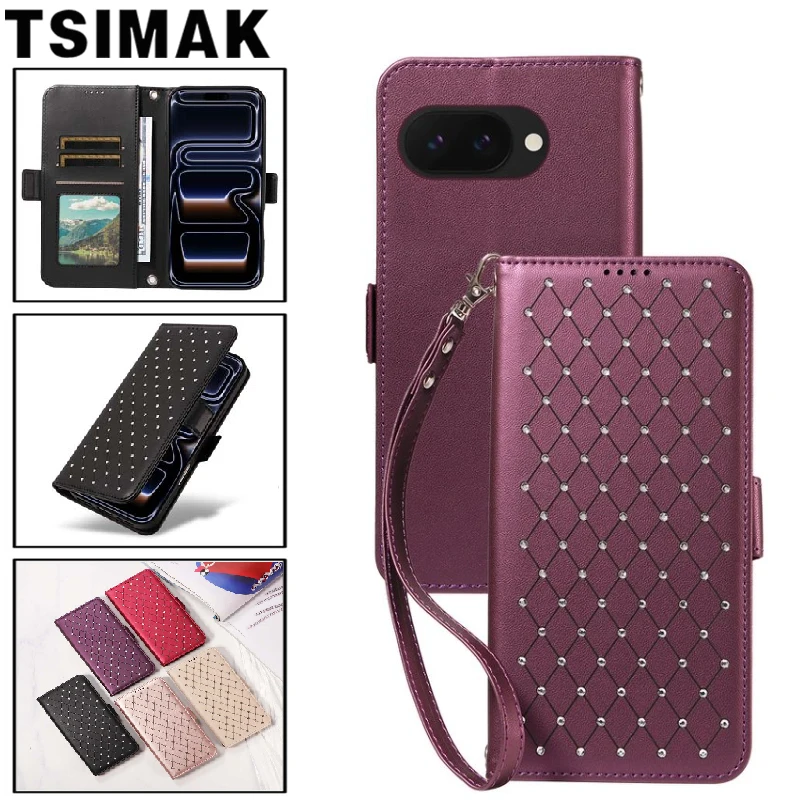 Für Google Pixel 8 9 10 Pro XL Hülle Luxus Glitzer Diamant Magnetisches Leder Brieftasche Kartenetui Handyhülle für Google Pixel 8A 9A Coque