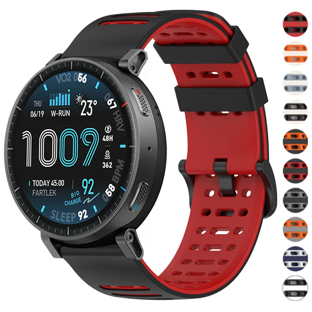 22mm Silicone Watch Strap For Huami Amazfit Active Max 48mm Replacement Bands Amazfit Bip 6 5 GTR4 BALANCE 2 Breathable Bracelet