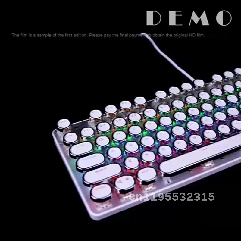 Teclado mecánico con cable de eje azul para juegos, Teclado retroiluminado de 87 teclas para ordenador de escritorio con extractor e interruptores incluidos