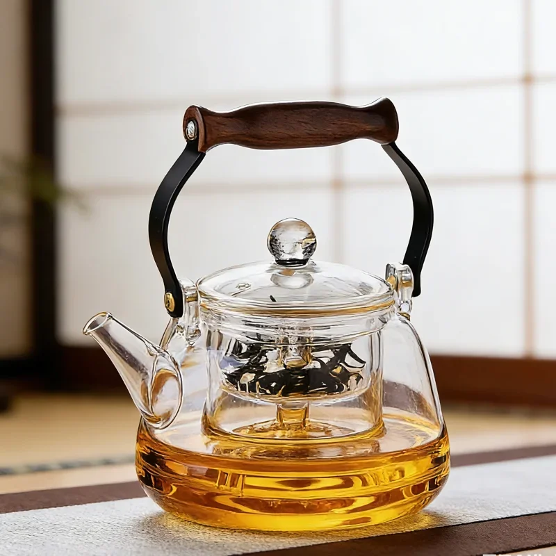 1000ml Glass Teapot Stovetop Safe Borosilicate Glass Tea Kettle with Infuser for Blooming Tea Loose Leaf Tea, Herbal Tea