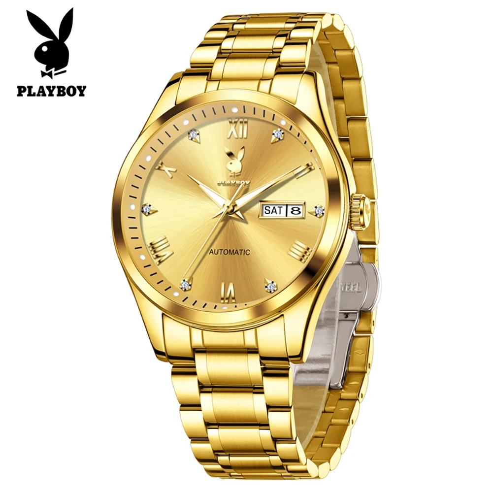 PLAYBOY 3901 Casual Business Men's Watch Mechanical Wristwatch Waterproof Male Watches Gifts Top Luxury Brand Reloj New