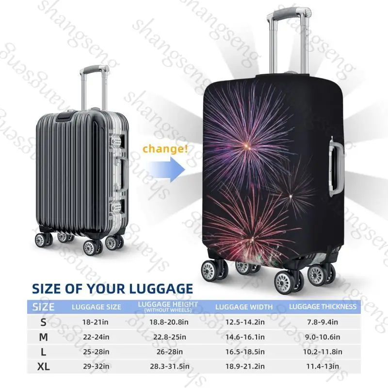 Colorful firework Travel suitcase protective case, suitcase cover, elastic protection, washable Luggage cover, 18-32 in