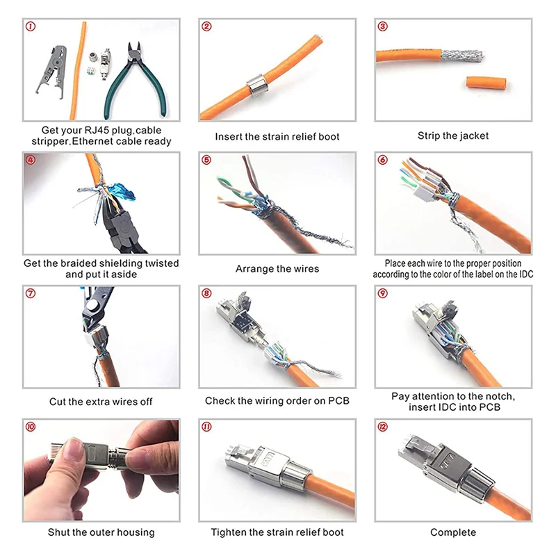 

2025 Hot Style 20X RJ45 Cat7 Connectors Tool-Free Reusable Shielded Ethernet Termination Plugs, Internet Plug, Fast Field Instal