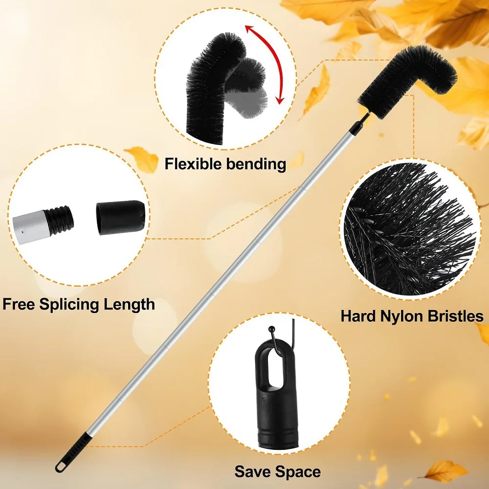 Gutter Cleaning Tool Adjustable Gutter Cleaner Detachable Drain Cleaning Tool Drain Protection Brush for Leaves and Debris