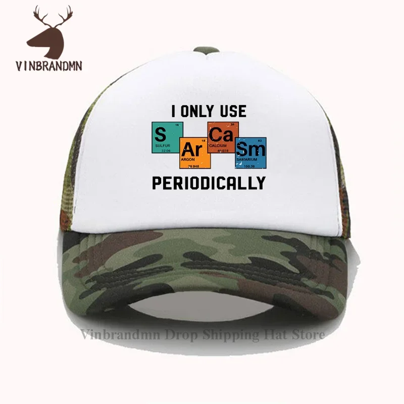 Chemistry Words Original Baseball caps Men Women I Only Use Sarcasm Periodically Bucket Hat Outdoor summmer cool fishing hats