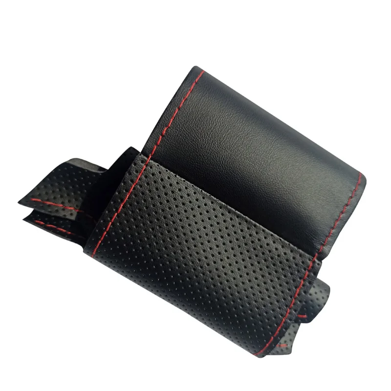 DIY 자동차 스티어링 휠 커버, 부드러운 인공 가죽, 천공 뇌 바늘 스레드, 자동차 액세서리, 직경 38 cm, 15 인치