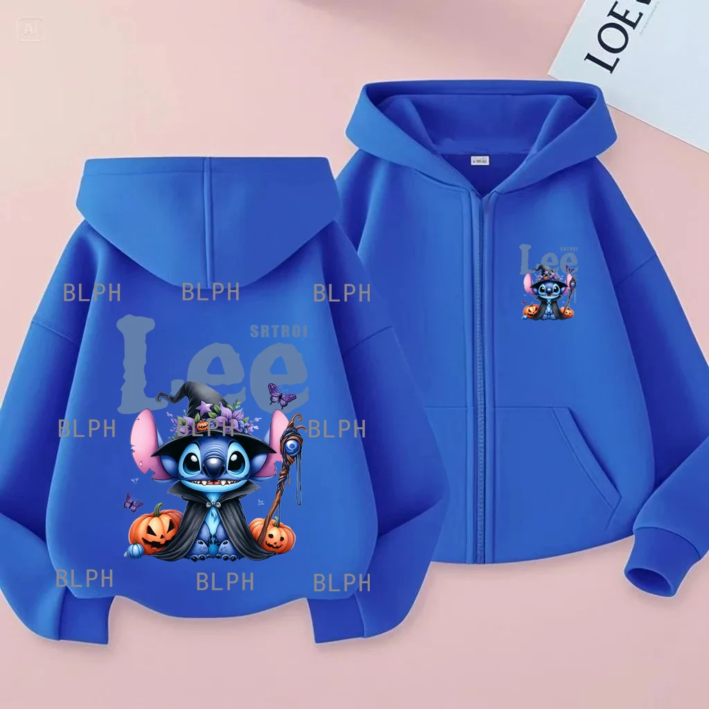 

Couples Go Out In Autumn And Winter On Halloween: Disney Stitch Zipper Hoodie Parent-child Outfit Stitch Elements Are Super Cute