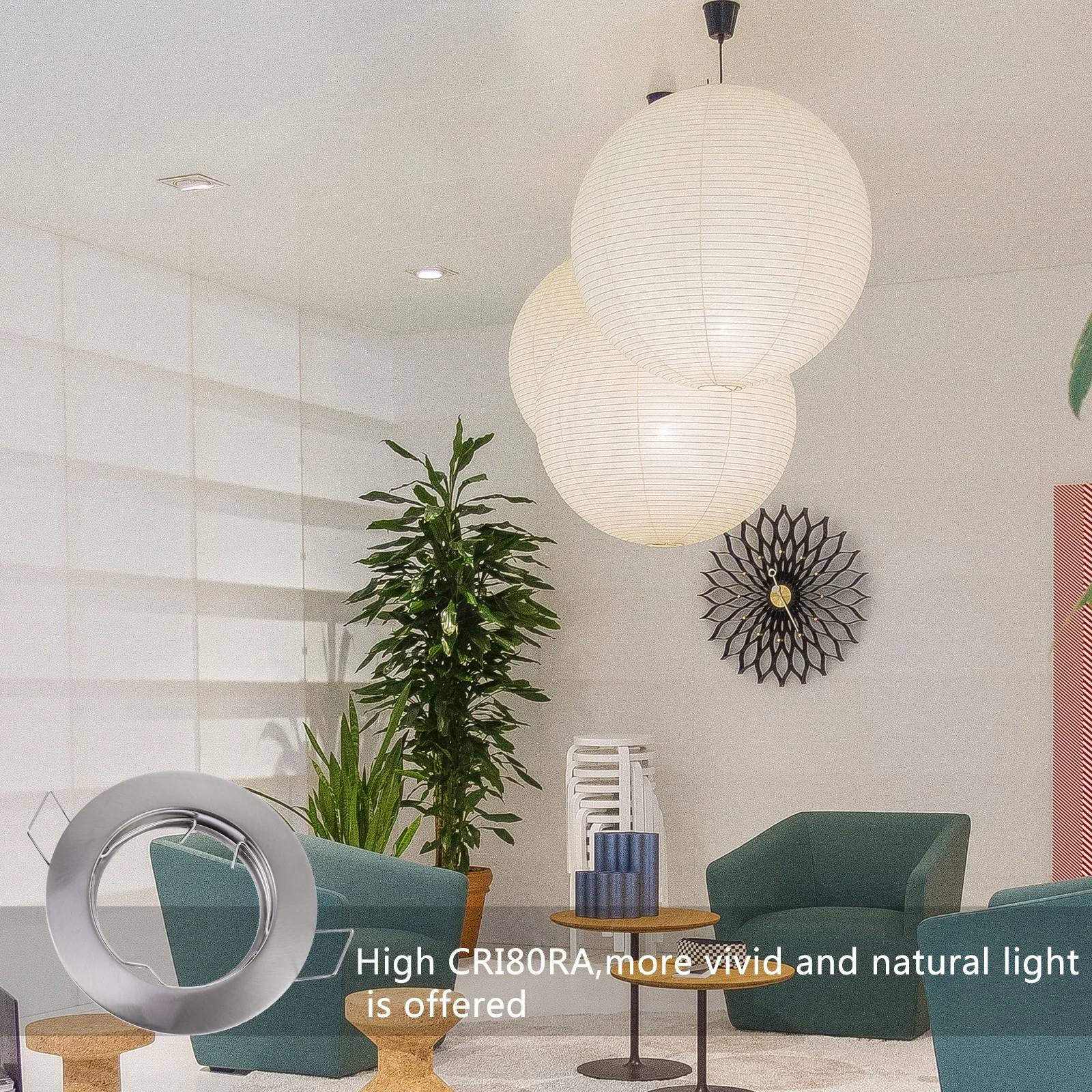 8 قطعة الأضواء المستديرة راحة تقليم حلقة المناسب حامل مصباح قوي الاحتفاظ مقاطع Splashproof سقف الجص الخشبي #2