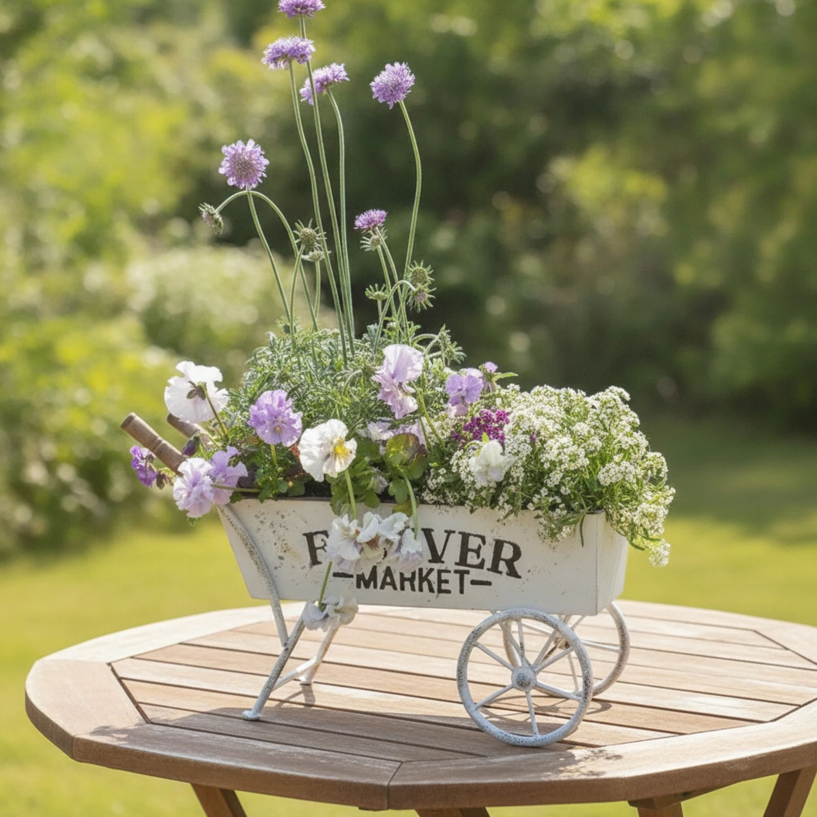 Wheelbarrow Planter Long-Lasting Decorative Cart Planter Cart Flower Pot Tabletop Plant Container Classical for Home Decorators