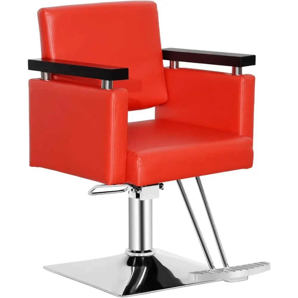 

Classic Hydraulic Barber Chair Salon Chair Beauty Spa Styling Salon Equipment 23"D x 17"W x 21"H (Red)