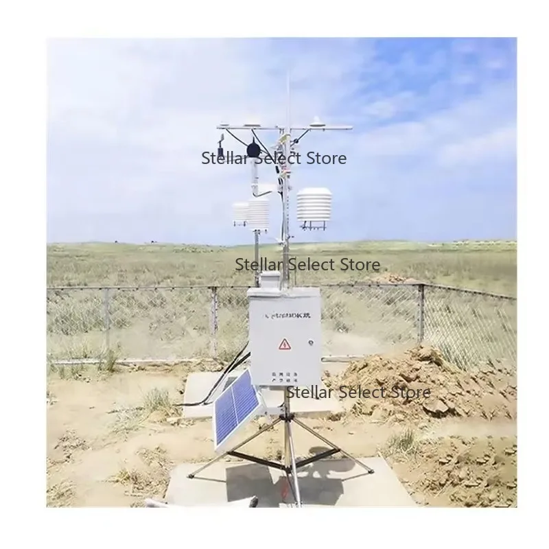 

Небольшая солнечная автоматическая метеостанция с 6 датчиками погоды на открытом воздухе