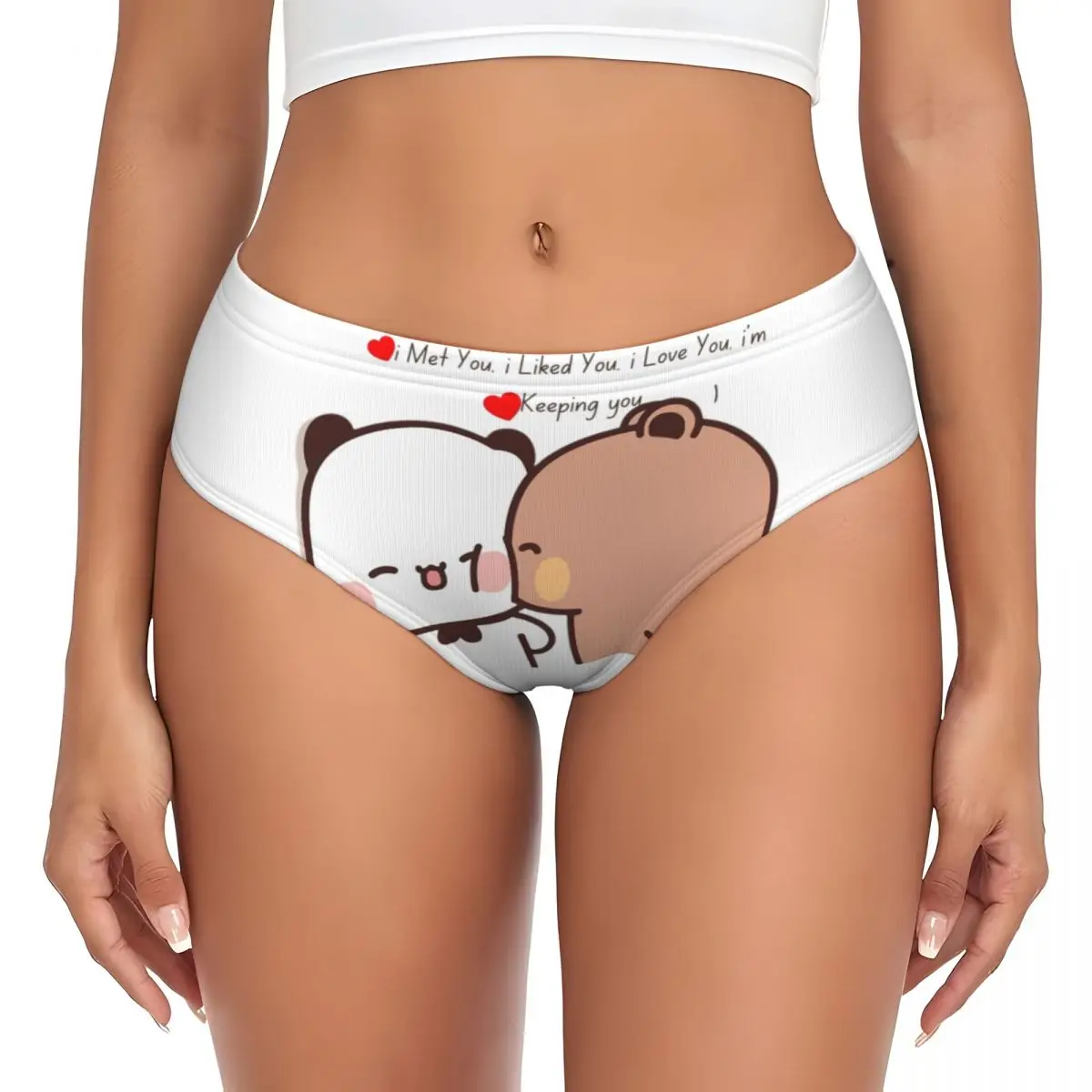 Calzoncillos personalizados Bubu Dudu Panda y Brownie Bear para parejas, ropa interior elástica cómoda para mujer, regalos para el Día de San Valentín