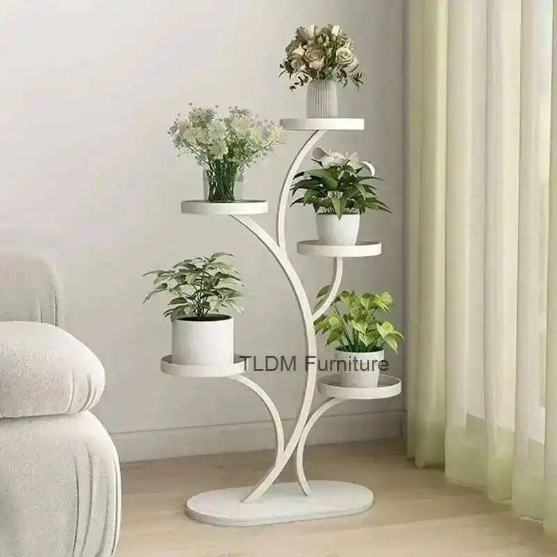Iron High End Storage Flower Rack Wheel Living Room Universal Floor Standing Balcony Flower Pot Bracket Multi-layer Outdoor