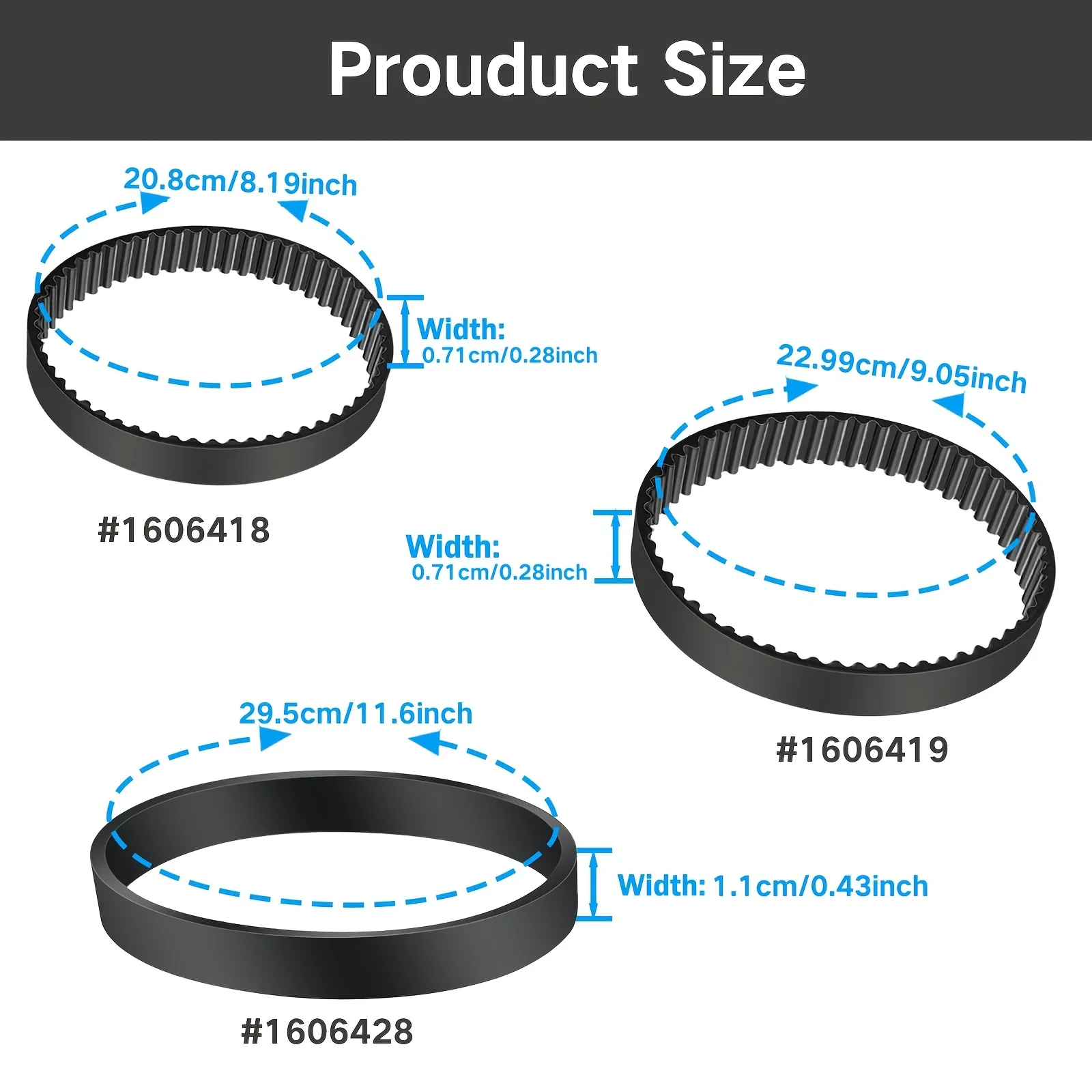 Replacement Belt Set for Bissell ProHeat 2X Revolution Pet Carpet Cleaner Models 1548,1551,1551W,1550 Series