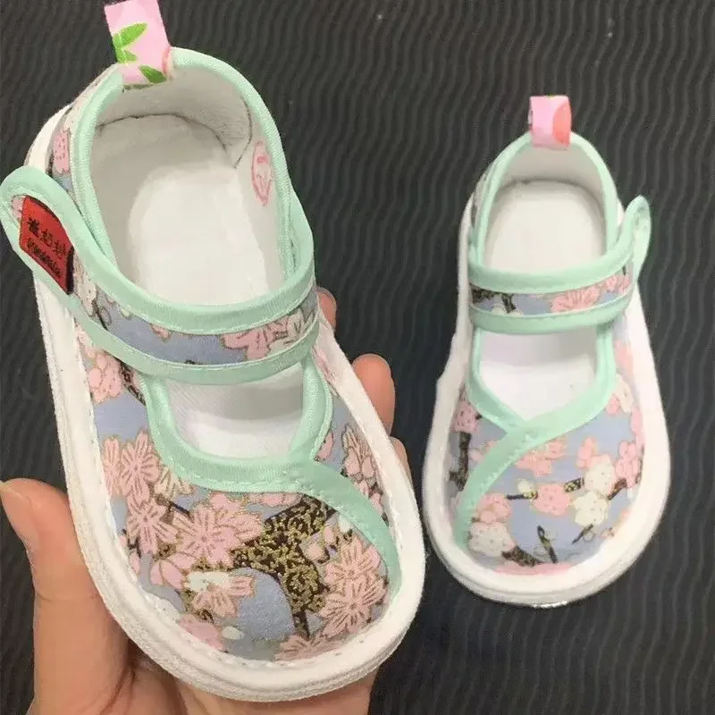 Primavera verão estilo étnico artesanal velho pequim mille camada sapatos de pano para crianças chinês tradicional meninas tang terno sapatos