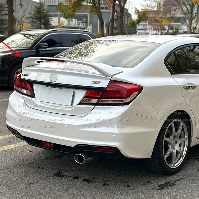 For Honda Civic 9.5th Gen 2014 2015 With Lights Style ABS Plastic Unpainted Color Rear Trunk Lip Spoiler Body Kit Accessories