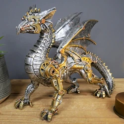 Mechanical Steampunk Dragon Sculpture, Decorative Resin Dragon Statue for Bedrooms, Offices, and Bookshelves, Captivate Your Ima