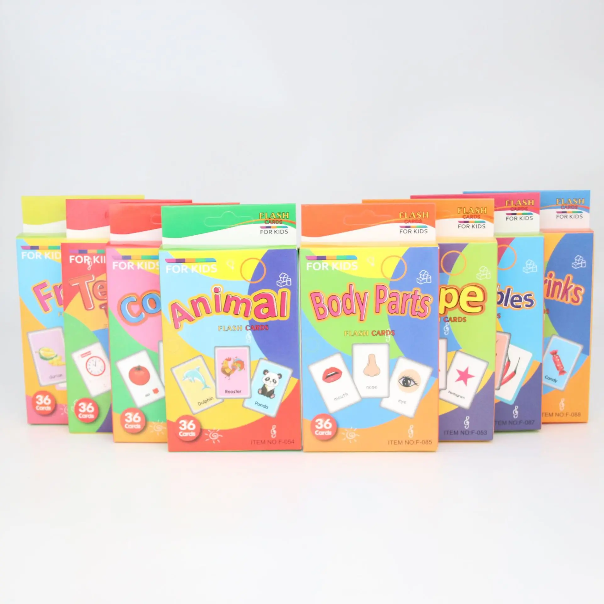 36Pcs Kids Early Childhood Education Cognition Card Shape Animal Color Baby English Learning Word Card Toys Montessori Gift