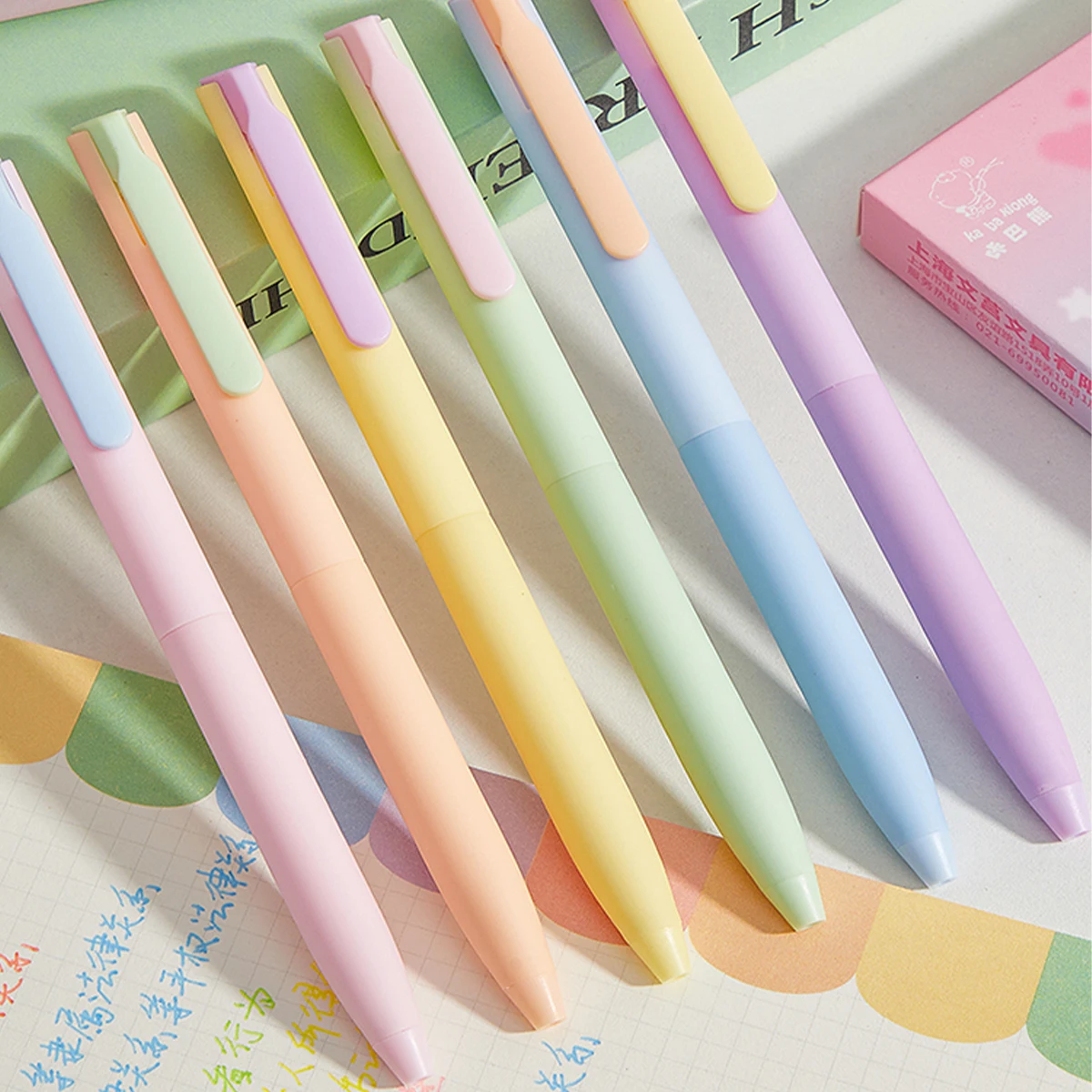6Pcs Macaron Pastel Gel Pens, ST Tip Quick Dry Ink, for Journaling & School