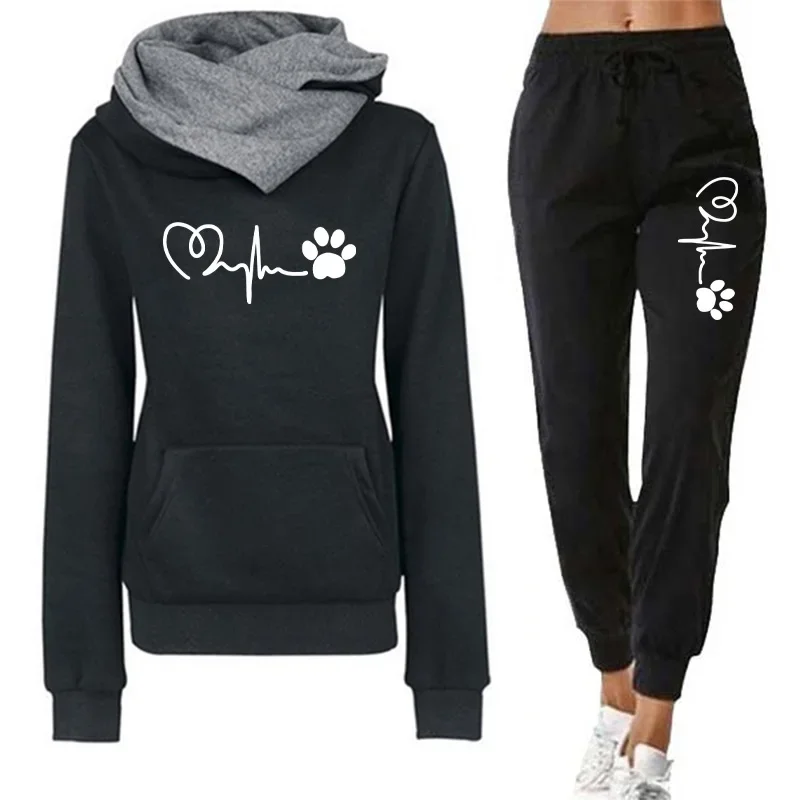 Felpe con cappuccio autunno inverno da jogging di qualità Tuta da donna Stampa casual Pantaloni sportivi singoli Comfort all'aperto Palestra quotidiana Moda donna