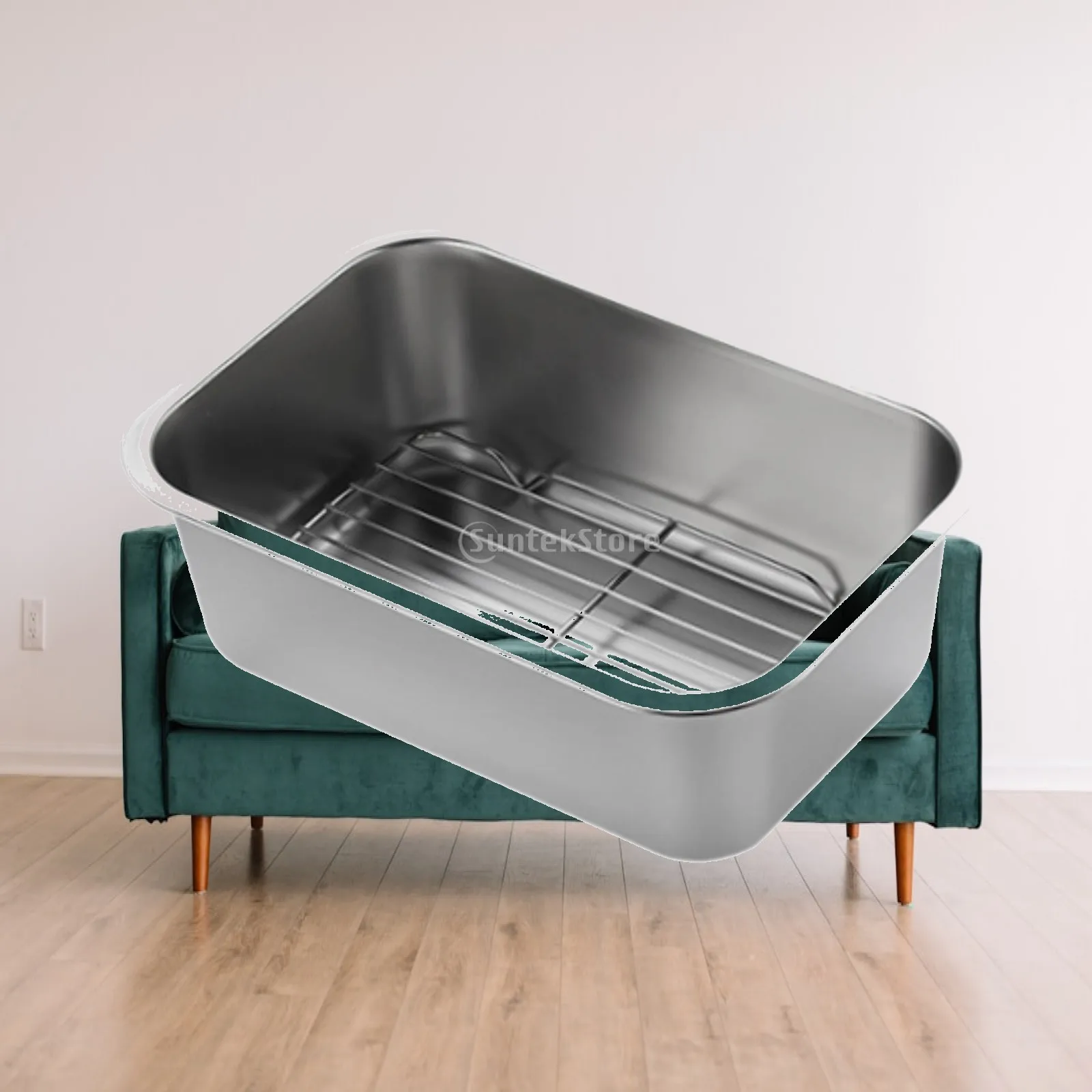Stainless Steel Rectangular Baking Tray with Wire Rack for Oven Roasting Cooling Cookie Sheet Pan Set for Kitchen Baking