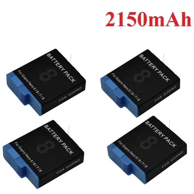 Batería de 2150mAh para Gopro, cargador LED de 4 ranuras, accesorios para Hero 8, 7, 6, 5