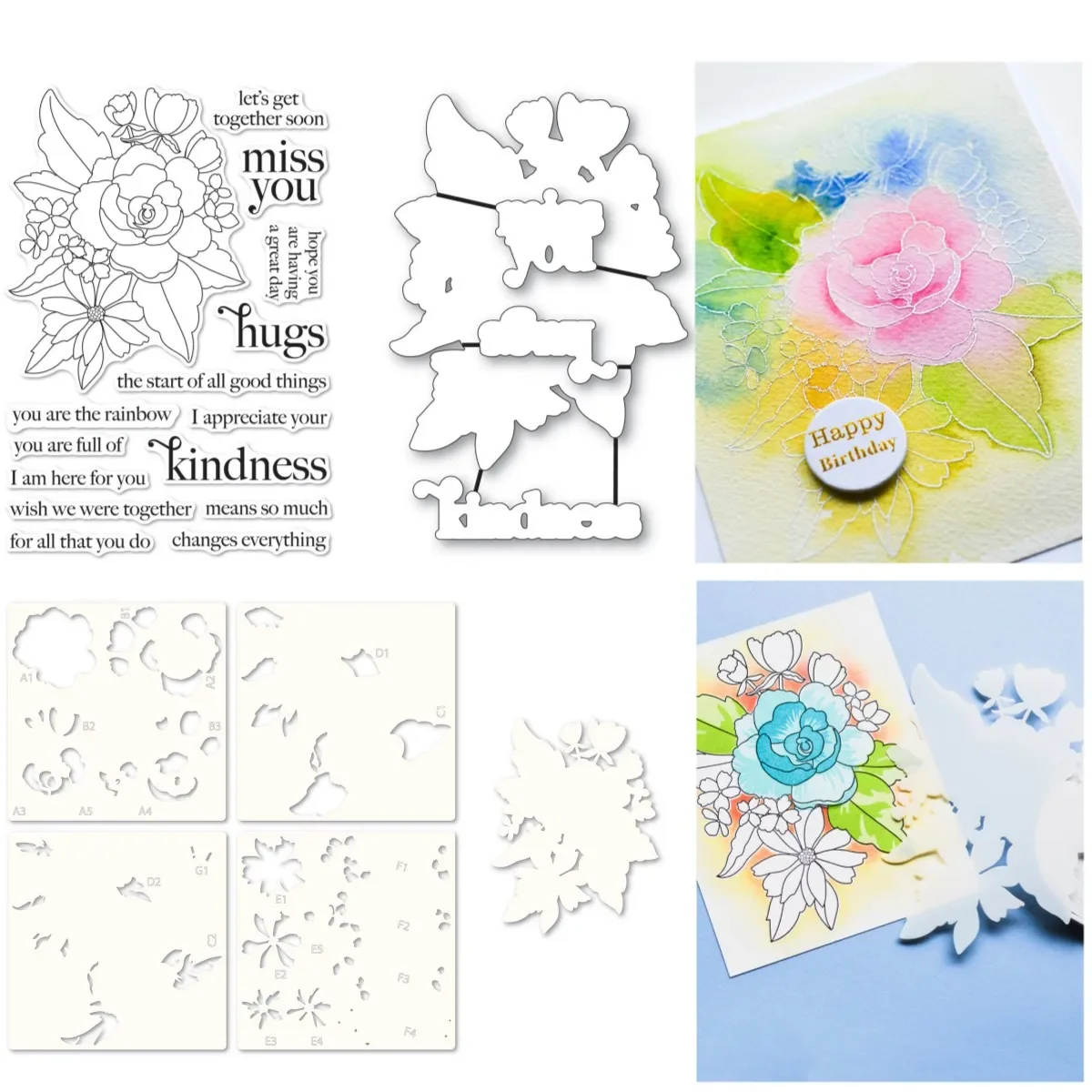 

New Cheerful Floral Metal Cutting Dies Clear Stamps Stencil for Decorating Scrapbook Diy Paper Card Album Mould Embossing Craft