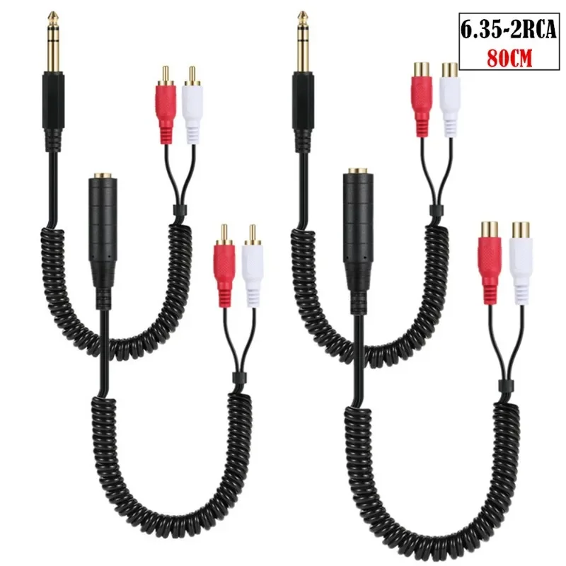 

Coiled Cable 1/4 Inch TRS To Dual RCA Audio Cable, Gold Plated 6.35mm 1/4 Inch TRS To 2 RCA Stereo Audio Y Splitter Cable