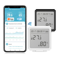 Tuya WIFI Thermostat Hygrometer Sensor Tuya Alexa Google LCD Display WIFI Humidity Temperature Detection Sensor with Black/White