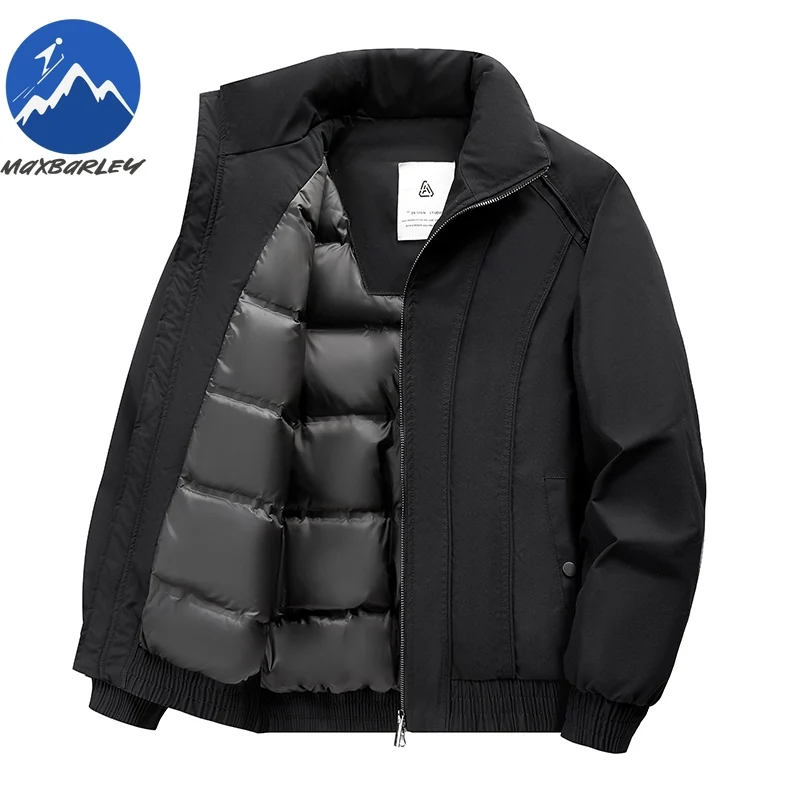 Maxbarley 2026 الرجال أسفل سترة الشتاء الشارع العمودي طوق الأبيض بطة أسفل معطف دافئ الكورية سميكة البيسبول دعوى سترة منفوخة