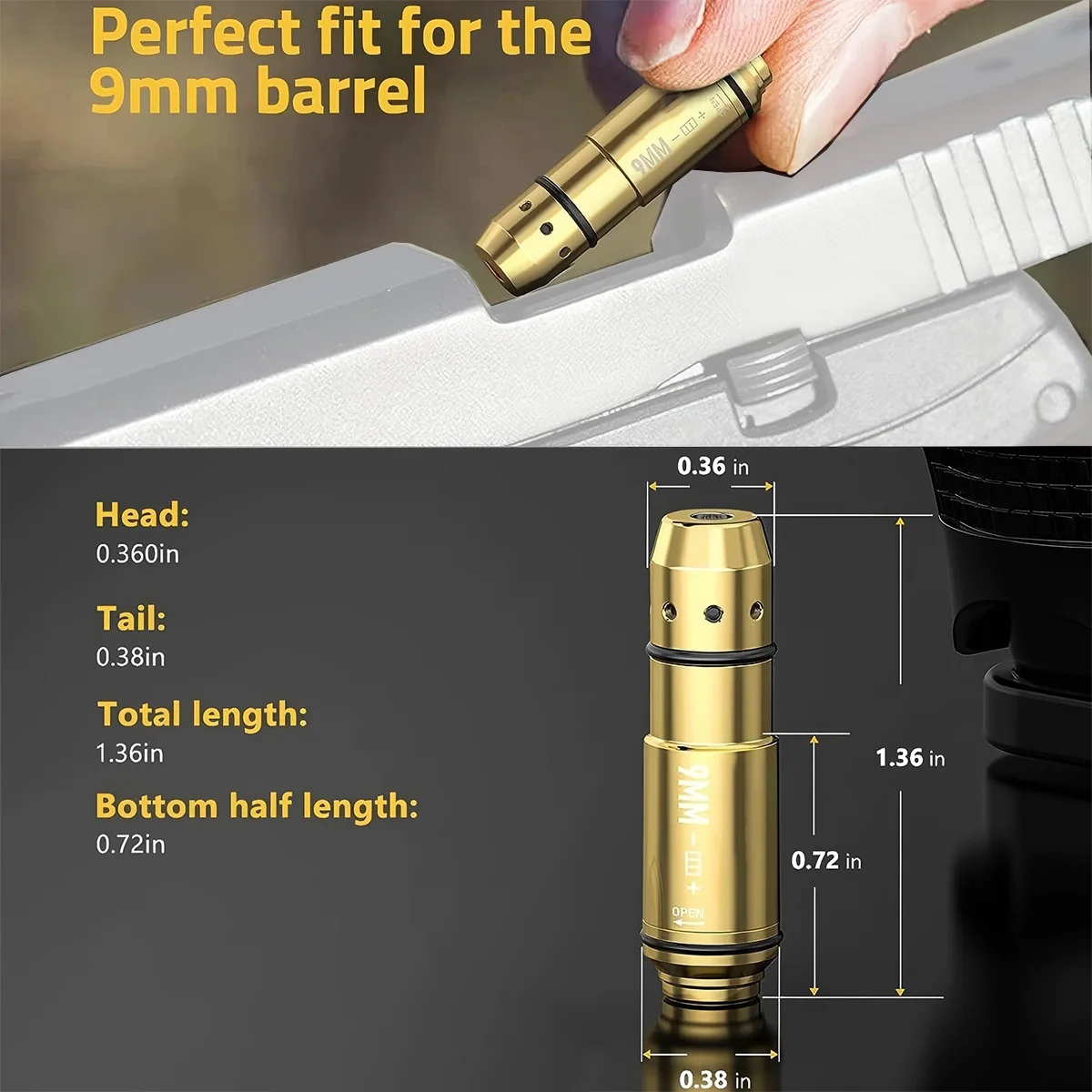 

9mm Laser Training Bullet Bore Sight Pointer 9x19mm Dry Fire for .223rem .40S&W .45ACP Red Green Laser Trainer Caliber