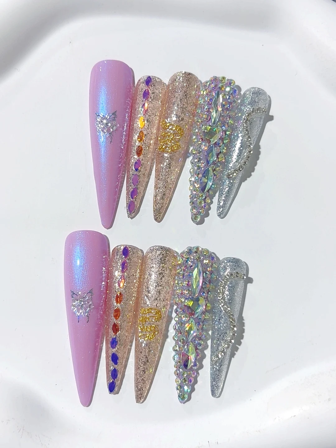 

5cm Sparkling Aurora Diamond European and American Accessible Luxury Style Fashionable Wearable Manicure (L058)