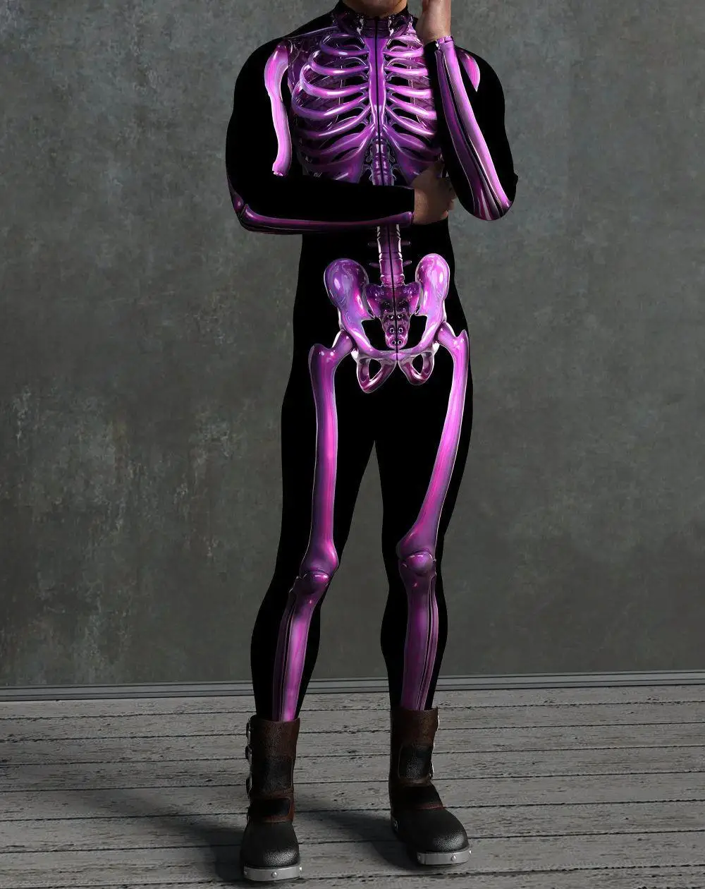 Herren Regenbogen-Party-Punk-Jumpsuit Onesie Halloween Cosplay Kostüm Elastischer Party-Performance-Bodysuit – Detail 26